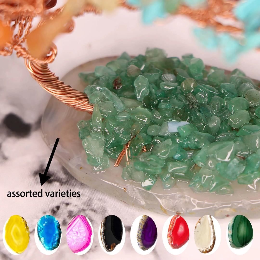 BowLift | Crystal Tree AuroraTree | Natural Gemstones | Agate Base & Copper Wire | Feng Shui Lucky Tree 10 cm