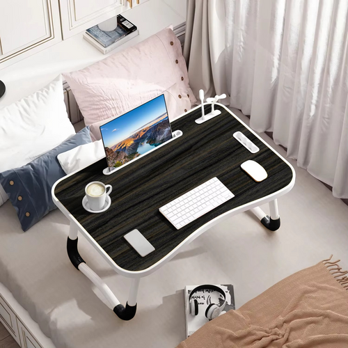 BowLift | Portable Folding Laptop Table with USB Light, Fan, and Cup Holder - 15.75