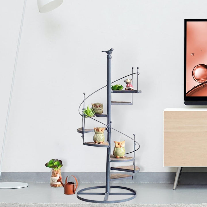 Elegant spiral-shaped plant stand for balcony and garden arrangements Bowlift