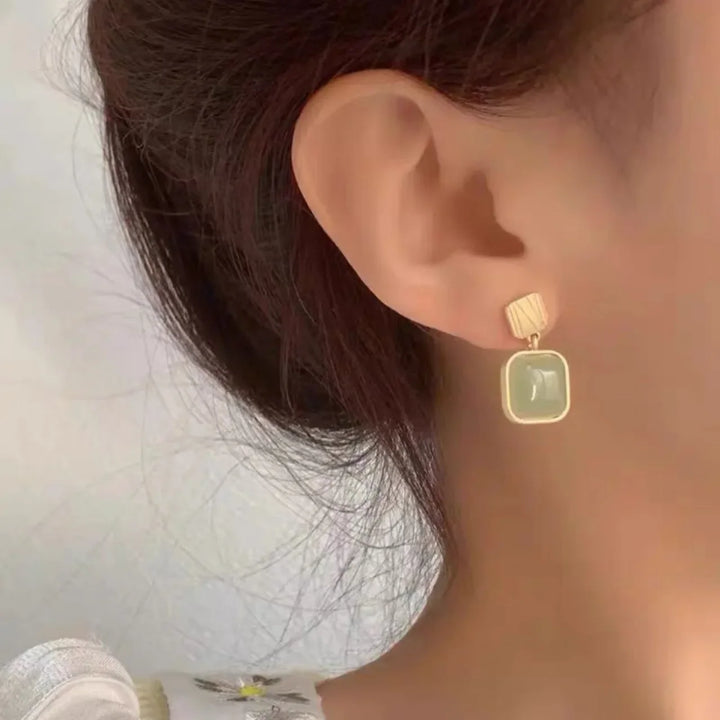 BowLift | Geometric Square Jade Earrings