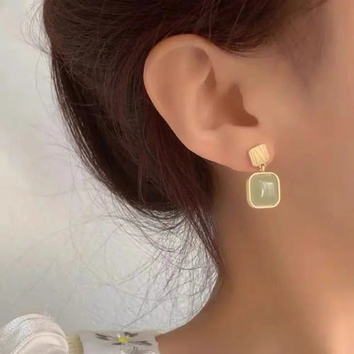 BowLift | Geometric Square Jade Earrings