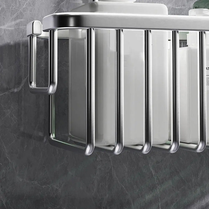BowLift | DuschGlanz AeroRack Hanging Shower Basket made of Aluminium | Rustproof Shower Shelf with Hooks | Large Capacity for Shampoo & Bath Accessories