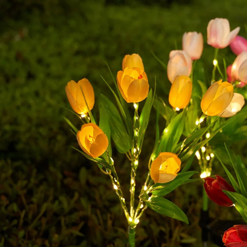 BowLift | GlowPetal Solar tulip | Decorative light for garden & balcony | LED light & weatherproof | Tulip shape with solar panel