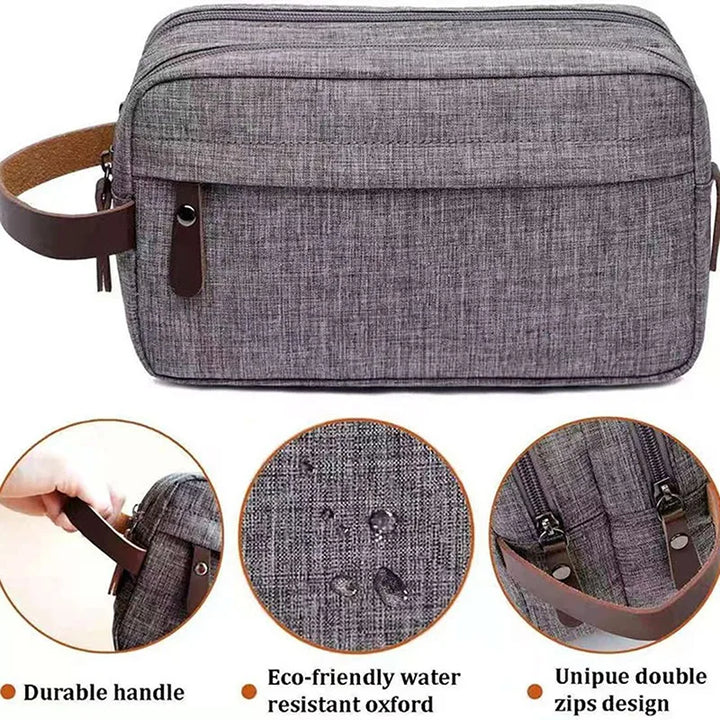 BowLift | Nylonéa toiletry bag Unisex | Water-repellent | Canvas design with leather handle | For travel & everyday use