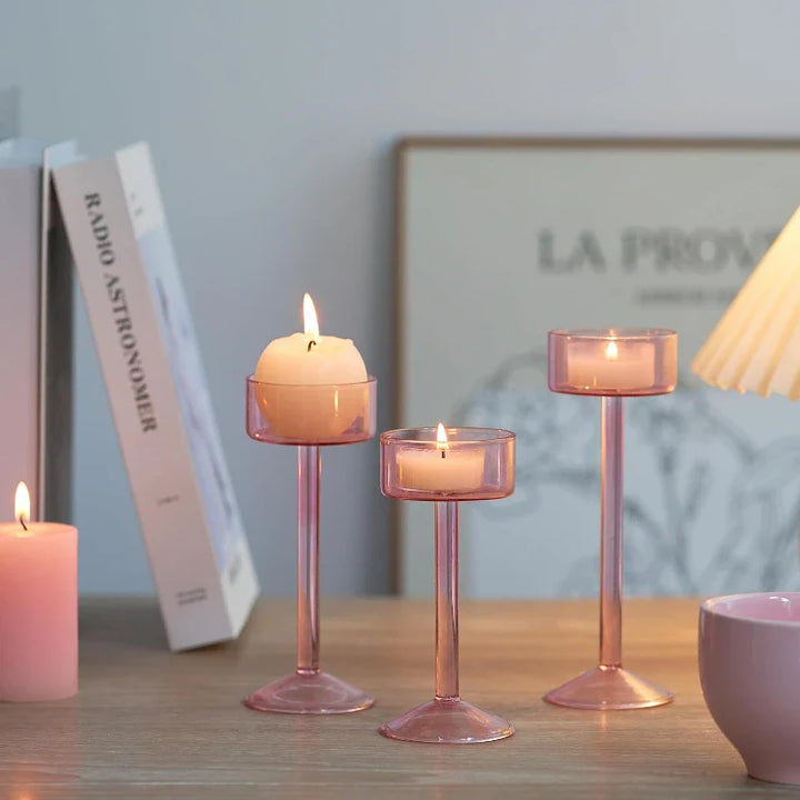 3-Piece Tealight Glass Candle Holder Set | Bowlift