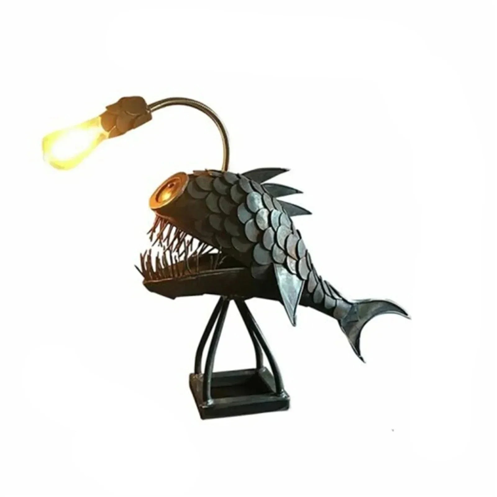 BowLift | Fishing Light Table Lamp – Handmade Adjustable Lamp with Rustic Fish Design