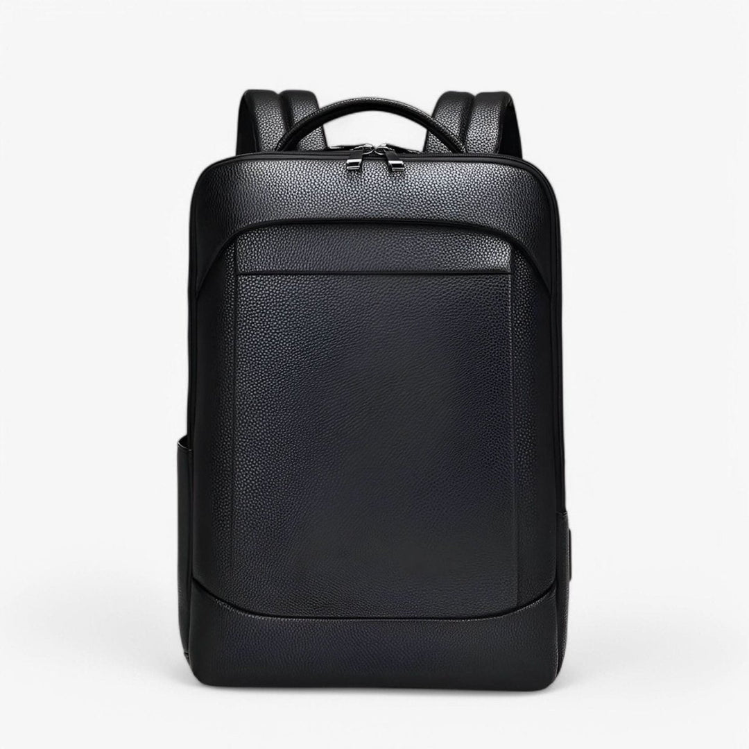 BowLift | Elegant leather rucksack for men/women with USB port for laptop and everyday use, 15.6 inch, black