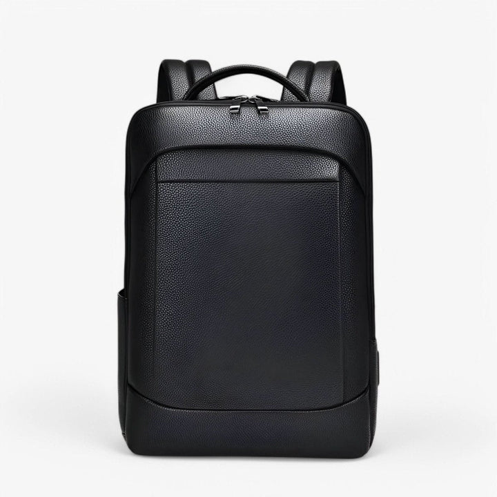 BowLift | Elegant leather rucksack for men/women with USB port for laptop and everyday use, 15.6 inch, black