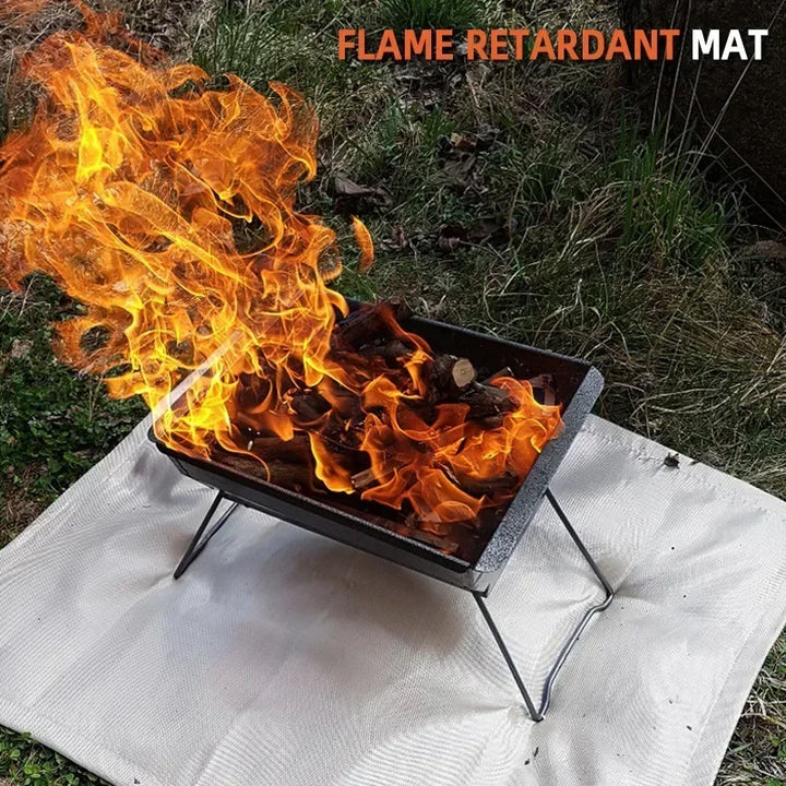 BowLift | CampVita Fire Protection Camping Mat | Heat Resistant & Fireproof | Ideal for Grill & Campfire | Fiberglass Beige