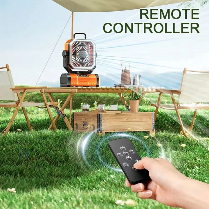 Rechargeable Camping Fan with 20000mAh Battery, 4 Speeds and LED Lantern | Bowlift