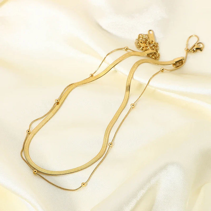 BowLift | 14k Herringbone & Satellite Chain Necklace Stack