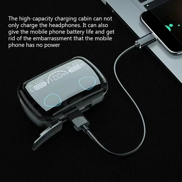 BowLift | TWS Bluetooth Wireless Earbuds with LED Display, HiFi Stereo Sound, Waterproof Gaming Headset