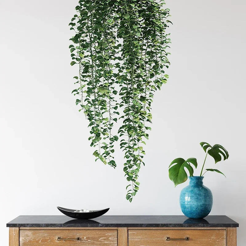 Realistic Green Vines Wall Decal 54x105cm Green Leaves Wall Sticker Removable Peel and Stick PVC Vinyl Wall Mural For Creative DIY Home Decor | Bowlift