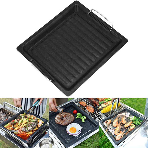 BowLift | Feurossa Cast Iron Grill Plate Reversible Plate | For Gas Grill & Stove | 25 × 30 cm | For Pizza, Meat, Vegetables & Fish