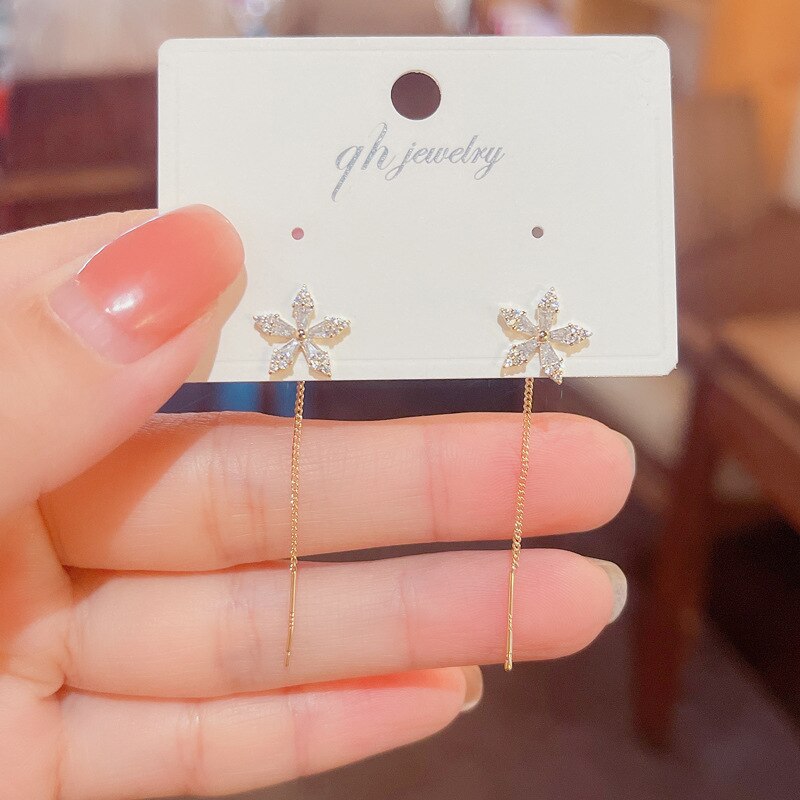BowLift | Elegant Flower Long Chain Earrings