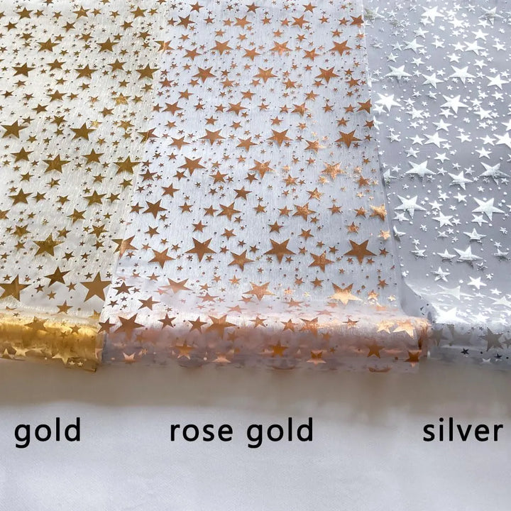 BowLift | Sparkling Table Runner "StellaLuxe" | Gold, Rose Gold or Silver | Metallic Shimmering Mesh Runner with Star Pattern | For Parties & Dinner Decoration
