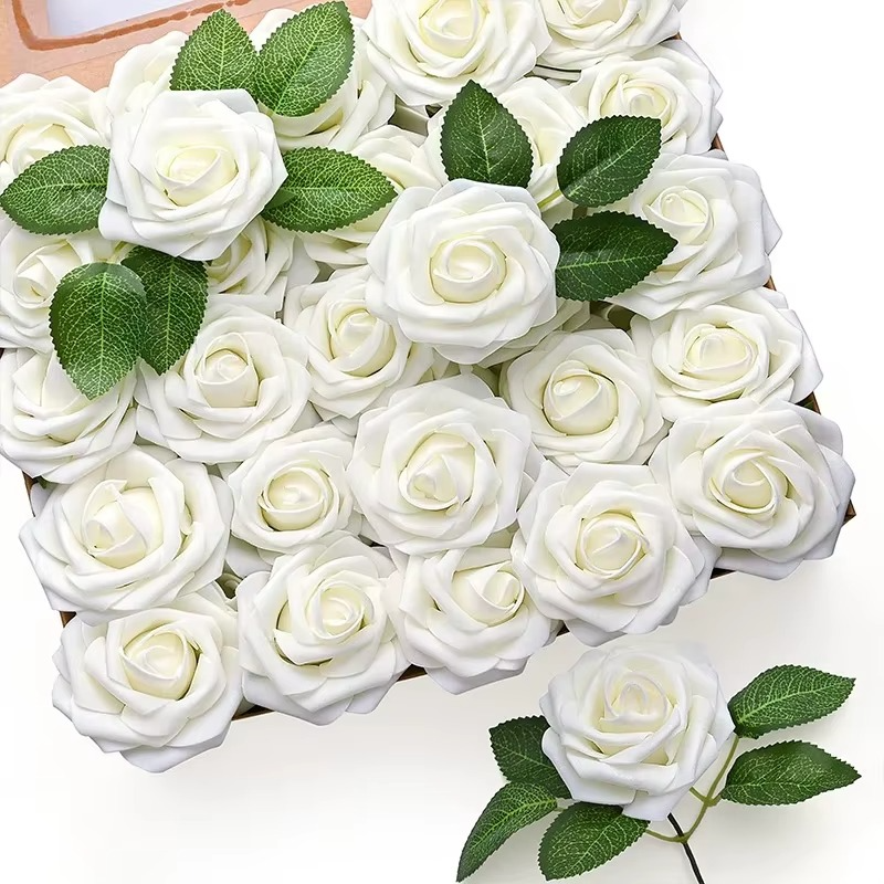 BowLift | Realistic Red Artificial Roses with Stems (Pack of 25/10)
