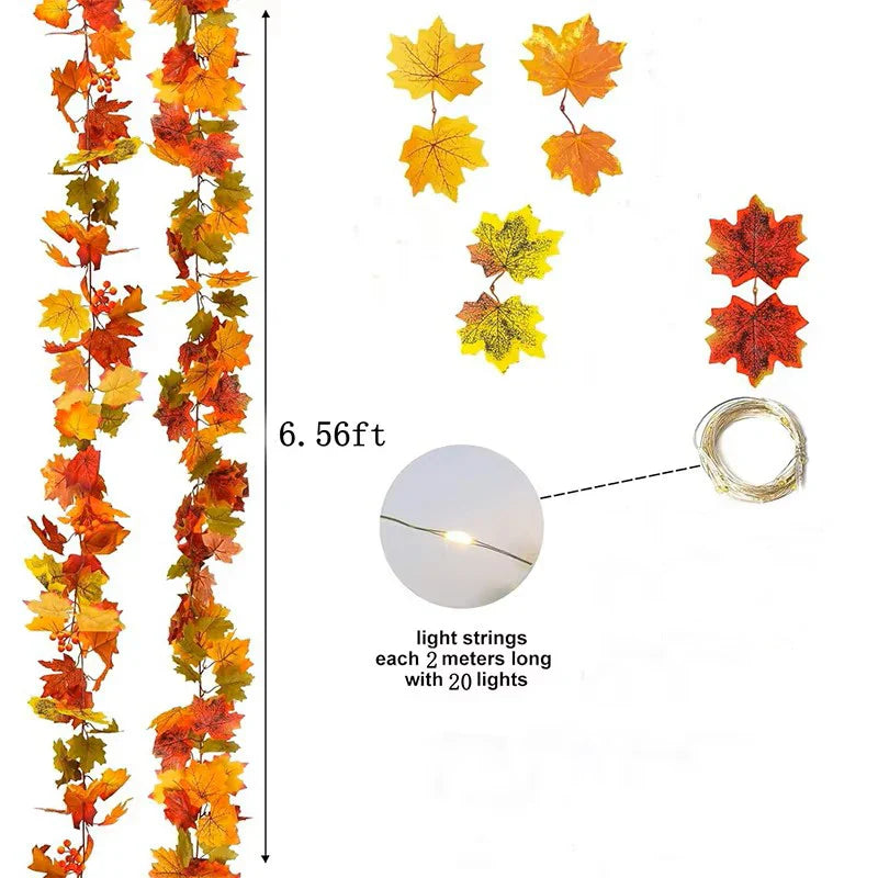 BowLift | Aurelia Autumn Wreath | Artificial Maple Leaf Garland | 200 cm | Decor for Home & Garden