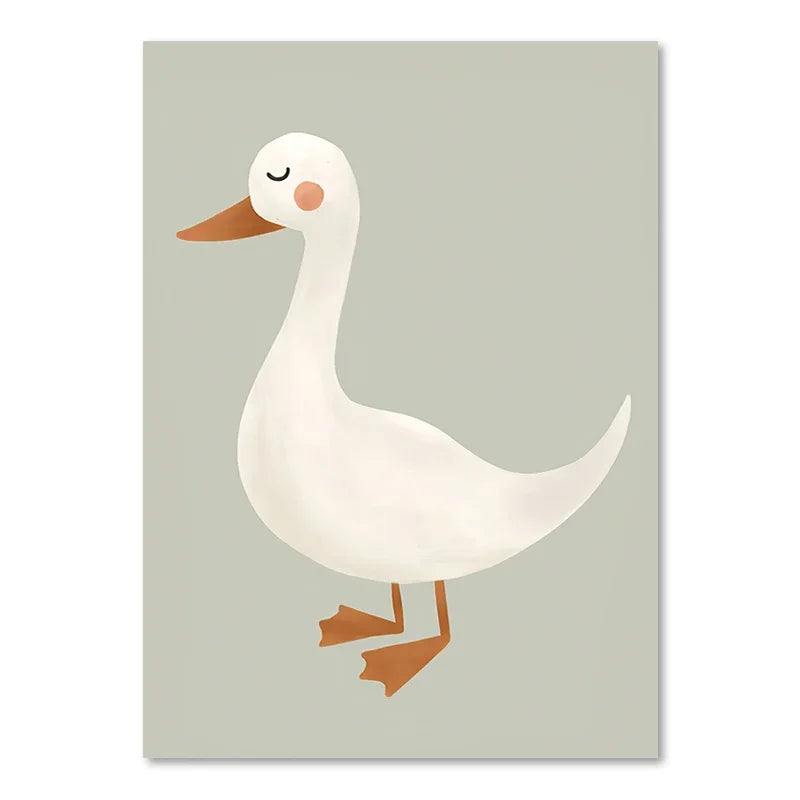 Cute Baby Animals Nursery Wall Art Illustrations Fine Art Canvas Prints Geese Mouse Lion Polar Bear Poster Pictures For Baby's Room Wall Decor | Bowlift