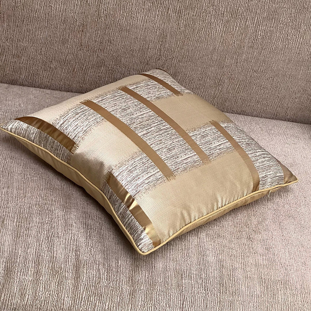 Shiny Golden Silver Stripe Jacquard Cushion Cushion Covers 45x45cm Pillow Cases Square Cover For Sofa Throw Cushions Light Luxury Nordic Home Decor | Bowlift