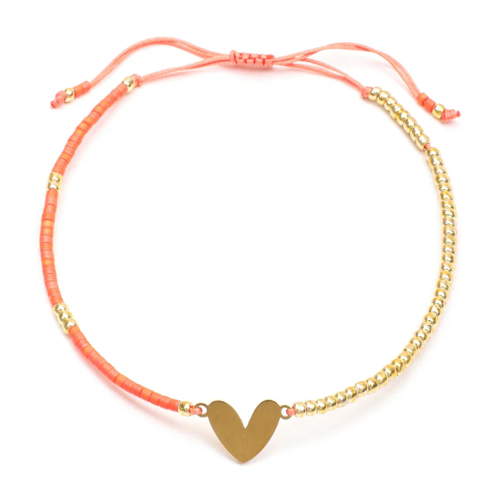 BowLift | Adjustable Dainty Beaded Flat Heart Bracelet