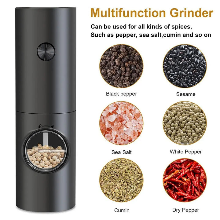 BowLift | 2 Pieces Electric Salt and Pepper Mill with Adjustable Grinding Degree, Refillable Mill, Battery-Powered Kitchen Gadget