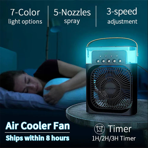 3-in-1 Mini Air Cooler Fan – Portable Household Air Conditioner with LED Night Light, Humidifier, and Adjustable Air for Home & Office | Bowlift