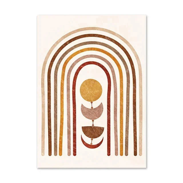 Terracotta Moon Abstract Bohemian Botanical Still Life Wall Art Fine Art Canvas Prints Gallery Wall Pictures For Modern Living Room Dining Room Art Decor | Bowlift