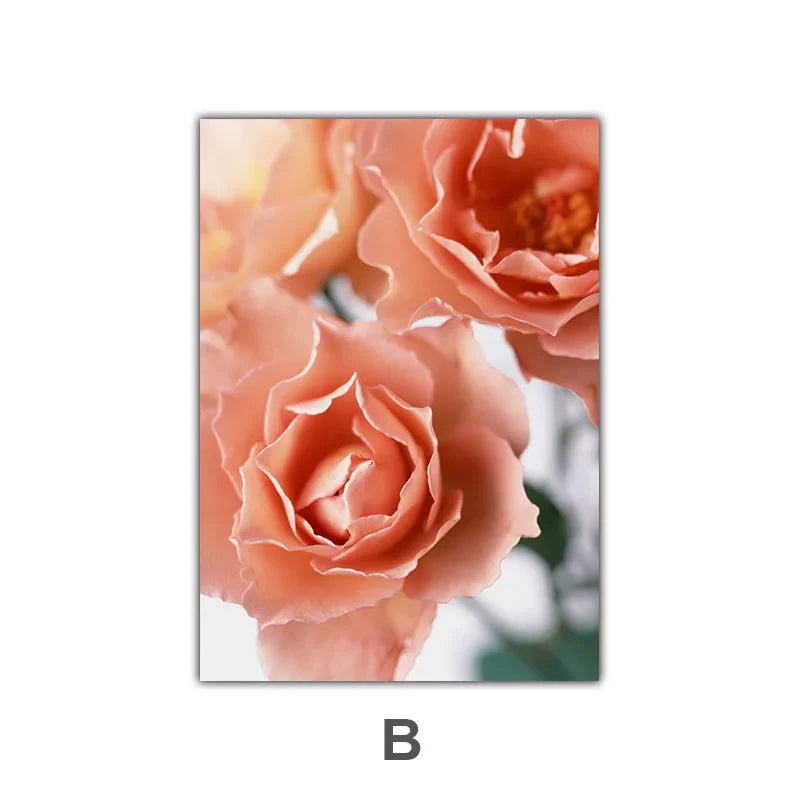 Pink Red Roses Floral Wall Art Fine Art Canvas Prints Modern Botanical Posters Pictures For Living Room, Bedroom Art Decor | Bowlift