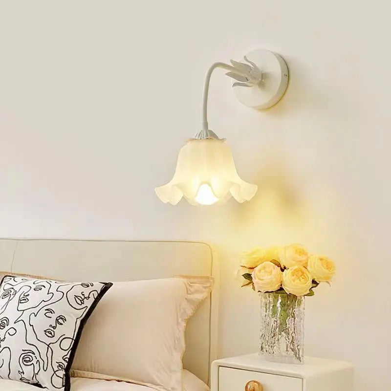 FrenchBloom Wall Light – Bedroom Flower Lamp Bowlift