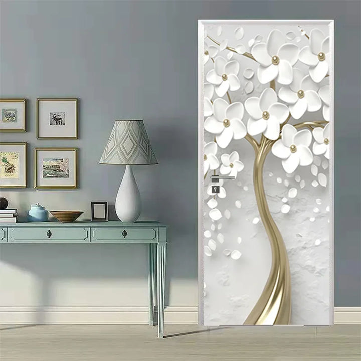 Modern Abstract Pearl Geometric Door Sticker Mural Removable PVC Vinyl Peel N Stick Wall Art Mural Decal For Interior Doors Creative DIY Home Decor | Bowlift
