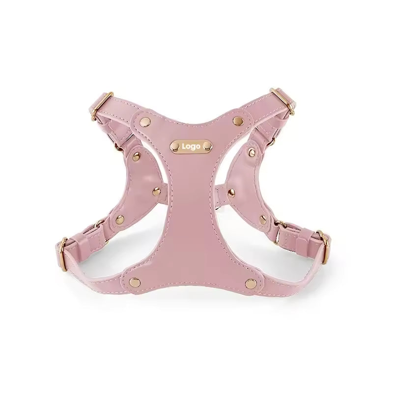 Adjustable Leather Dog Harness with Custom Engraving Bowlift