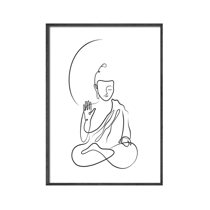 Minimalist Buddha Poster Lotus Wall Art Line Art Fine Art Canvas Prints Inspirational Meditation Pictures For Living Room Salon Spa Wall Decor | Bowlift