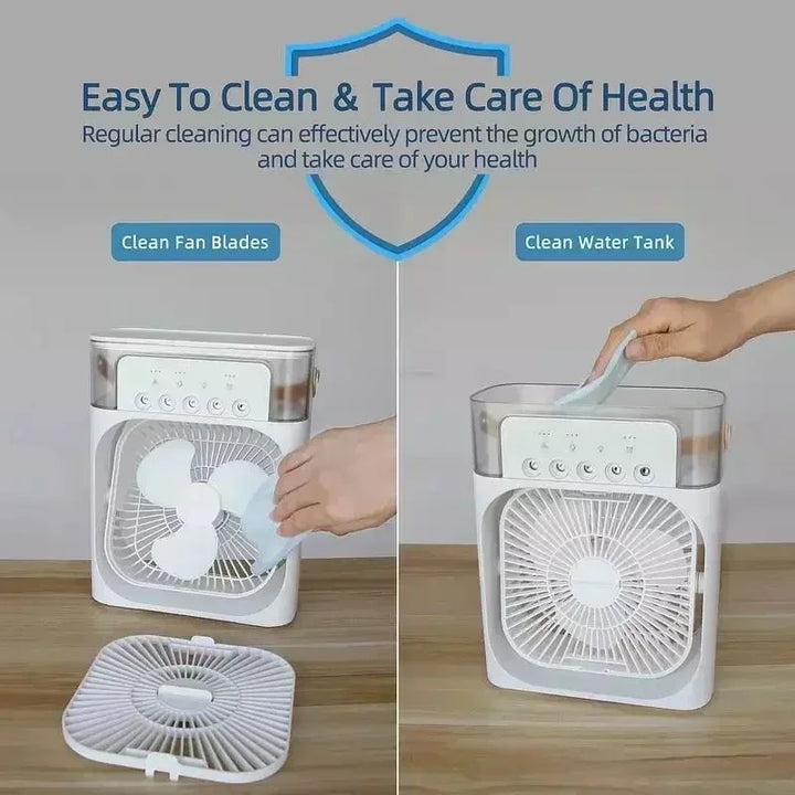 3-in-1 Mini Air Cooler Fan – Portable Household Air Conditioner with LED Night Light, Humidifier, and Adjustable Air for Home & Office | Bowlift