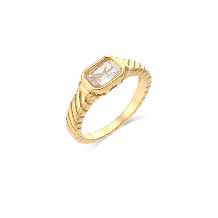 BowLift | Cross Striped Baguette Diamond Ring