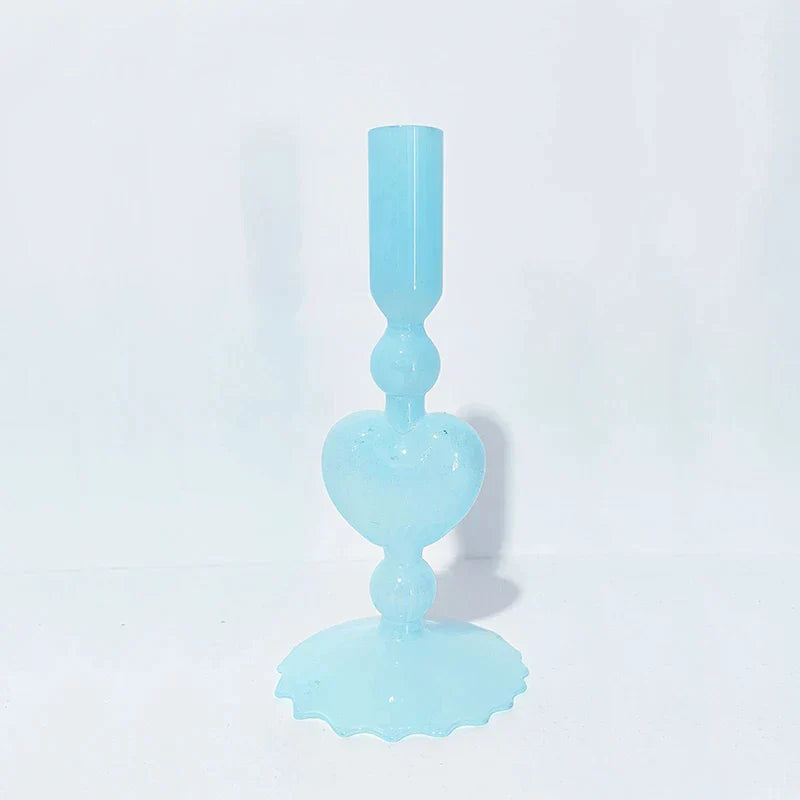 BowLift | Retro Taper Candle Holder Red Heart Shape Glass Candle Holder Wedding Table Decoration Home Party Glass Vase Decor
