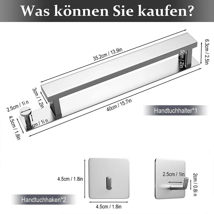 BowLift | Modern Self-Adhesive Towel Rack - in Silver and Black