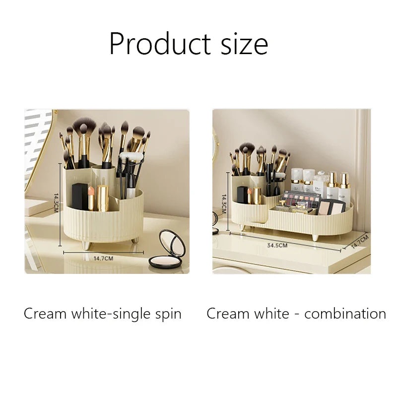BowLift | Clearlyn SpinBox Rotatable Make-up Organizer made of Plastic | Cosmetic Box with Compartments | 360° Rotating & Space-Saving | Acrylic Look