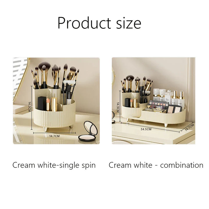 BowLift | Clearlyn SpinBox Rotatable Make-up Organizer made of Plastic | Cosmetic Box with Compartments | 360° Rotating & Space-Saving | Acrylic Look