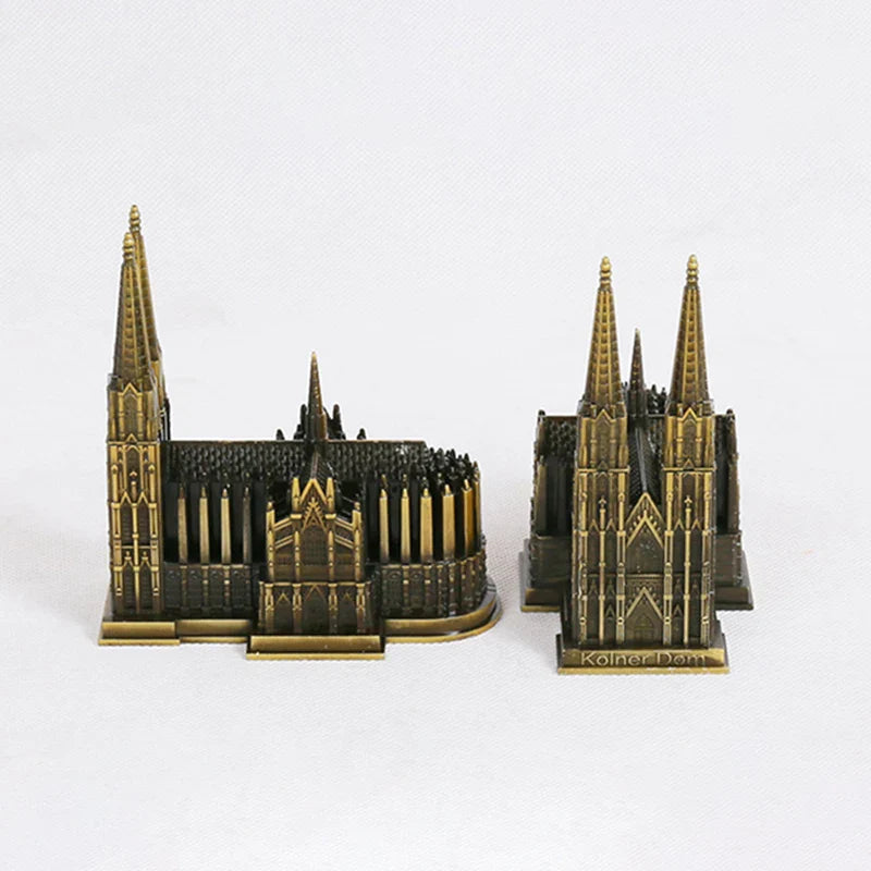 BowLift | Cologne Cathedral Model Metal Antique Bronze Germany Cologne Cathedral Building Figurine World Famous Landmark Architecture Decoration