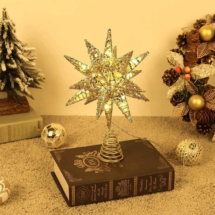 BowLift | TwinkleGlow - LED Star Tree Topper with Warm Light and Easy Setup