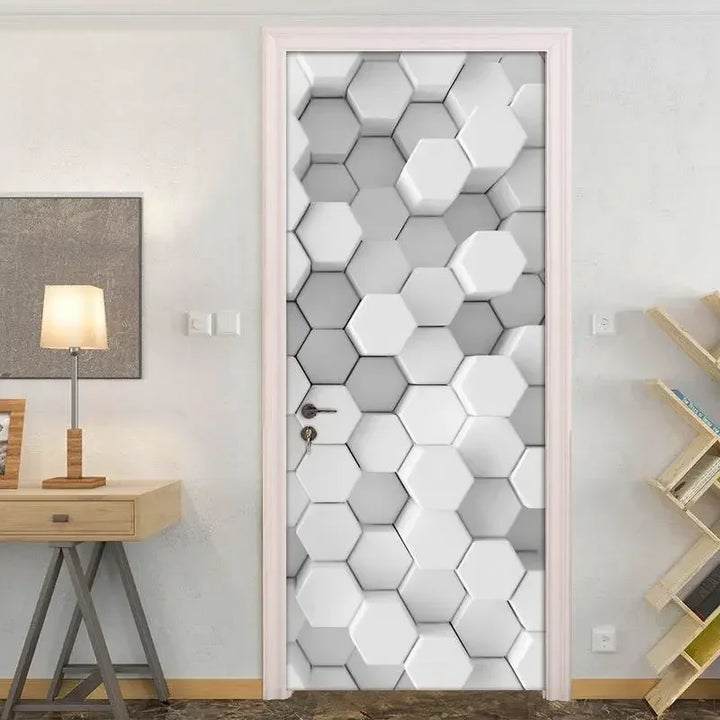 Modern Abstract Pearl Geometric Door Sticker Mural Removable PVC Vinyl Peel N Stick Wall Art Mural Decal For Interior Doors Creative DIY Home Decor | Bowlift