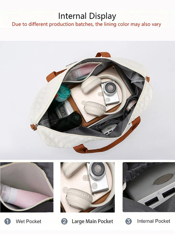 BowLift | Travessia Travel Bag with Shoe Compartment | Large Capacity & Argyle Design | Nylon Weekender for Sports, Short Trips & Everyday Use