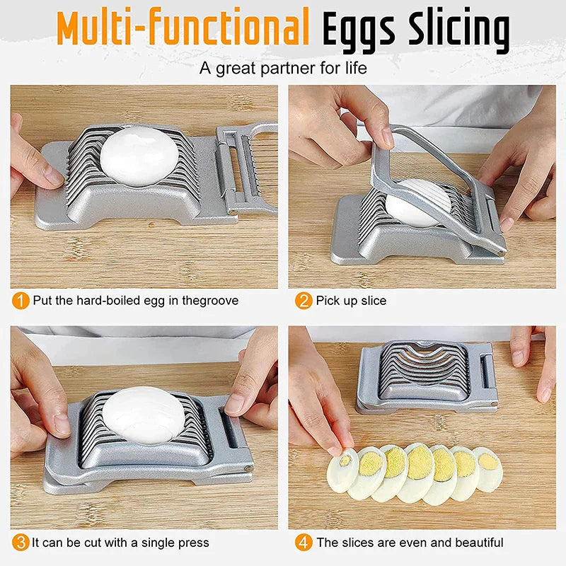 BowLift | Egg Slicer SchnittMeister | Stainless Steel Cutting Wires | For Egg, Cheese & Mushrooms | Robust Aluminum Housing