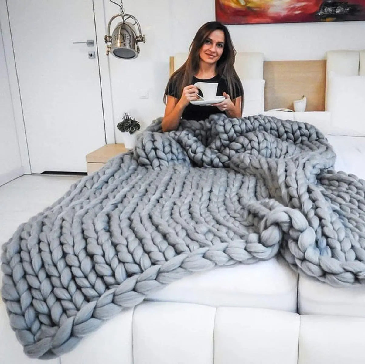 BowLift | Chunky Knit Blanket – Cozy Wool Blanket for Every Room – Soft & Warm – Perfect for Sofa and Bed