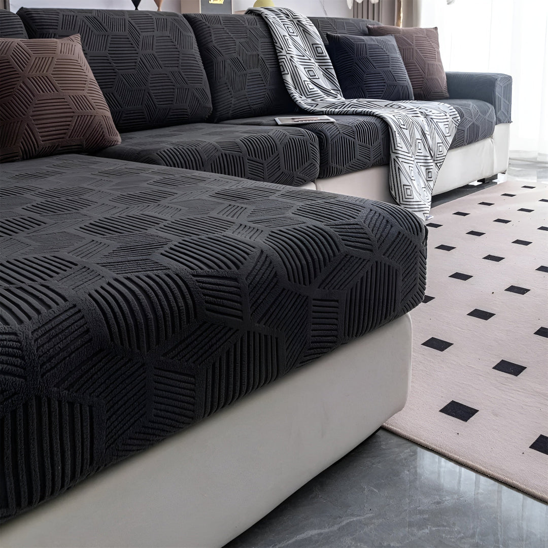 Jacquard Sofa Cover with Geometric Pattern – Soft & Pet-Friendly | Perfect for Protection and Cozy Living Spaces | Bowlift