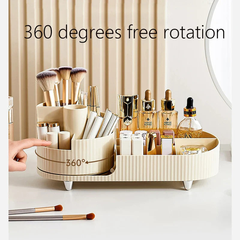 BowLift | Clearlyn SpinBox Rotatable Make-up Organizer made of Plastic | Cosmetic Box with Compartments | 360° Rotating & Space-Saving | Acrylic Look