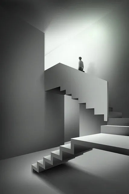 Modern Geometric Architectural Landscapes Wall Art Fine Art Canvas Prints Pictures For Studio Home Office Foyer Inspirational Art Decor | Bowlift