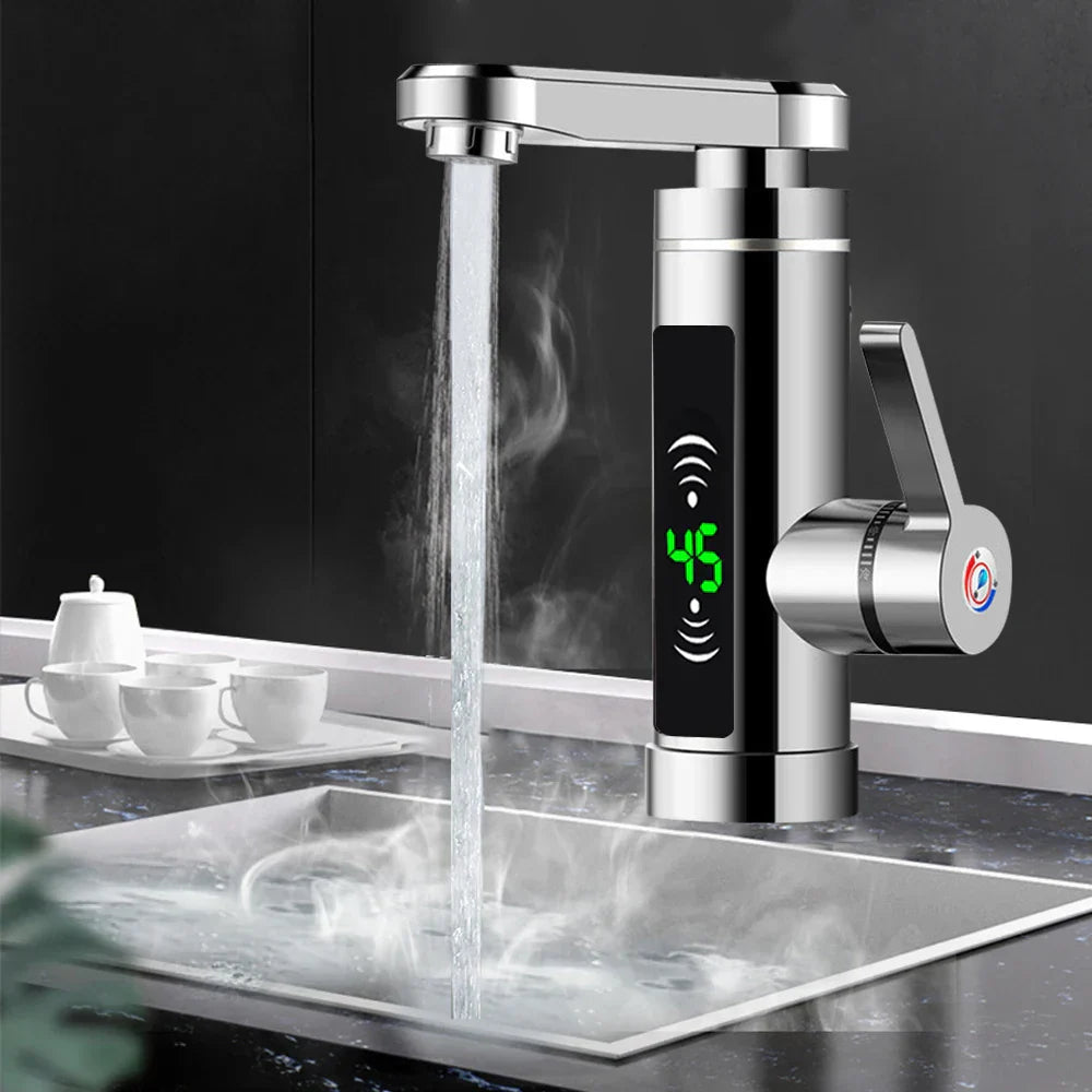 BowLift | ThermoFlow 3000W Instant Heating Kitchen Tap with 360° Rotating Spout – Stainless Steel & Energy Efficient