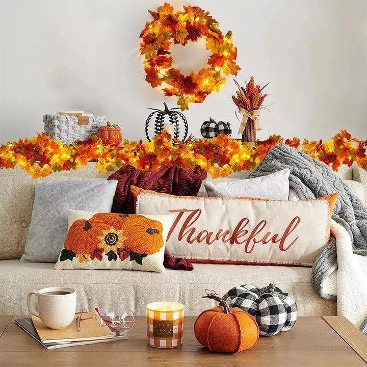 BowLift | Aurelia Autumn Wreath | Artificial Maple Leaf Garland | 200 cm | Decor for Home & Garden